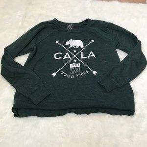 Dark green California and Los Angeles sweater